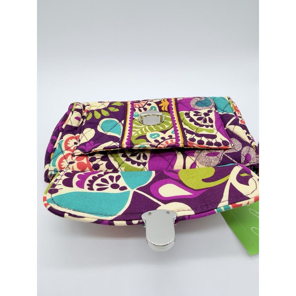 Vera Bradley Pushlock Wristlet PLUM CRAZY Push Lock & Zip Top Zip Inner Pocket - Picture 6 of 10